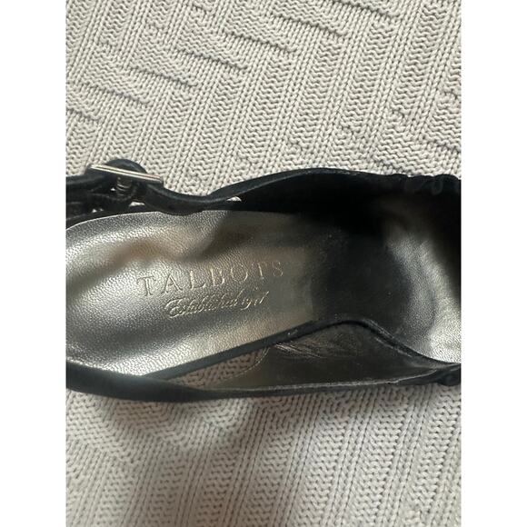 Talbots black suede ruffle sling back heels size 7 - Picture 8 of 10